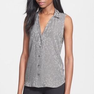 Equipment Adalyn Leopard Silver Sleeveless Blouse